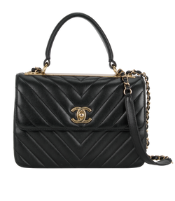 Small Trendy CC Chevron, Lambskin, Black, 28171036(2019), 2*